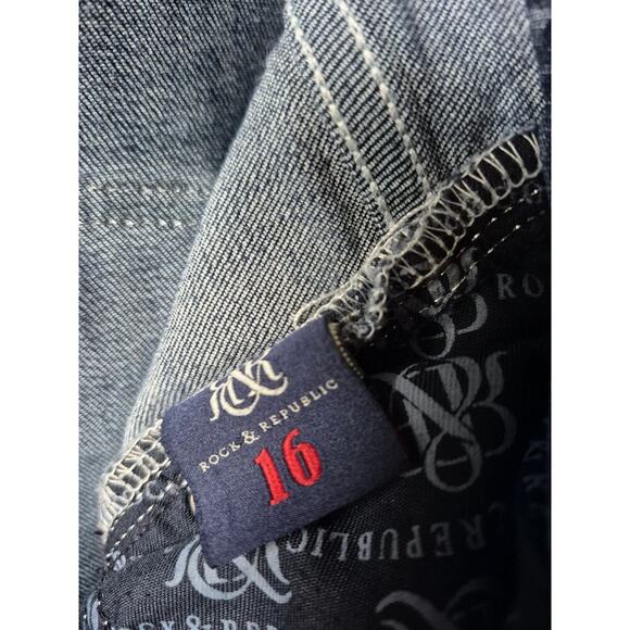 Rock & Republic plus size jeans with stretch womens size 16 dark blue - Picture 6 of 6